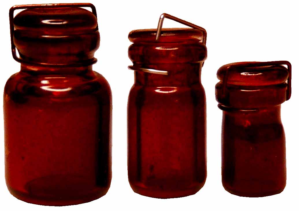 Dollhouse Extra Large Glass Canning Jars Red Set of 3 1:12 Scale Miniature - MiniatureCrush