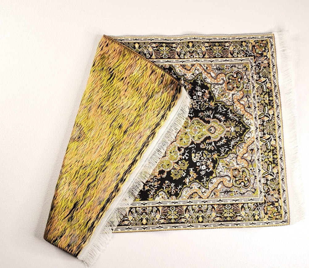 Dollhouse Fabric Rug Large Green Black 9 1/4" x 6" 1:12 Scale Miniature Carpet - Miniature Crush