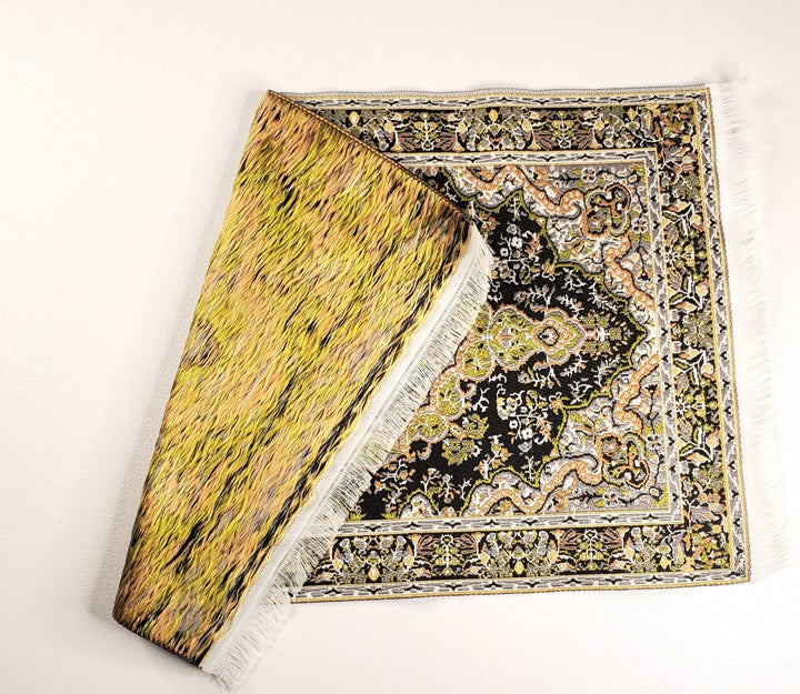 Dollhouse Fabric Rug Large Green Black 9 1/4" x 6" 1:12 Scale Miniature Carpet - Miniature Crush