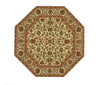 Dollhouse Fabric Rug Octagon Cream Gold Maroon 1:12 Scale Miniature 6 3/4