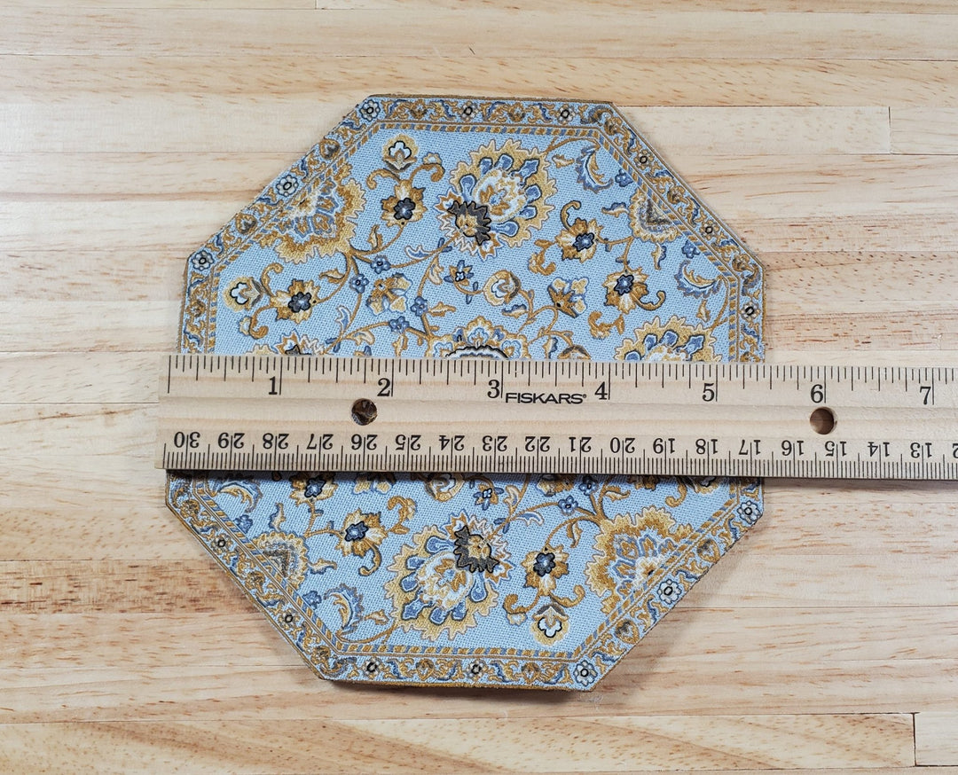 Dollhouse Fabric Rug Octagon Gray & Gold 1:12 Scale Miniature 5 1/2" - MiniatureCrush