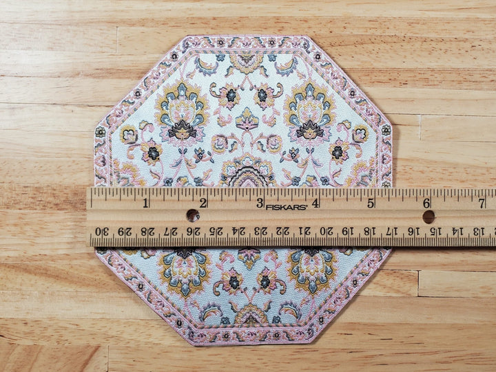 Dollhouse Fabric Rug Octagon Pink and White 1:12 Scale Miniature 5 1/2" - MiniatureCrush