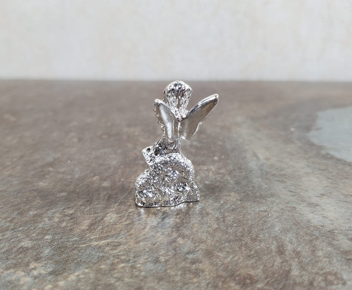Dollhouse Fairy Statue Metal Silver Finish 1:12 Scale Dollhouse Miniature Garden - MiniatureCrush