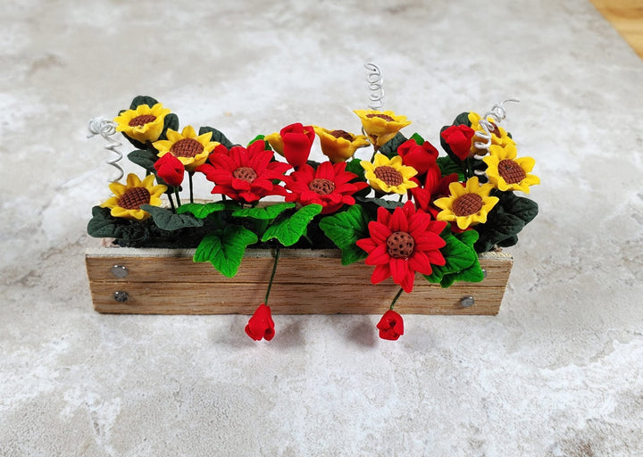 Dollhouse Fall Flowers in 3.25" Window Box Planter 1:12 Scale Miniature - MiniatureCrush