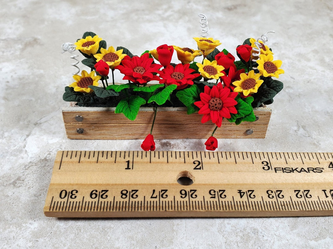 Dollhouse Fall Flowers in 3.25" Window Box Planter 1:12 Scale Miniature - MiniatureCrush