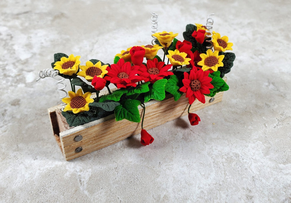Dollhouse Fall Flowers in 3.25" Window Box Planter 1:12 Scale Miniature - MiniatureCrush
