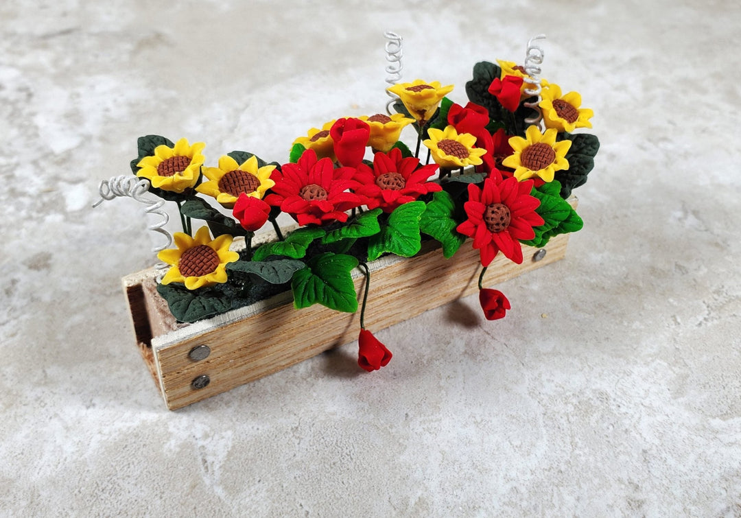 Dollhouse Fall Flowers in 3.25" Window Box Planter 1:12 Scale Miniature - MiniatureCrush