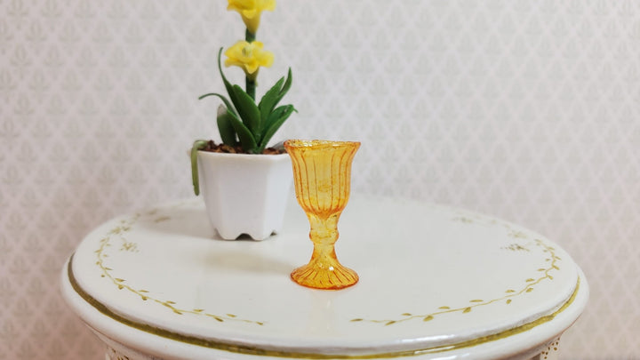 Dollhouse Fancy Amber Water Goblet or Wine Glass 1:12 Scale Miniature - MiniatureCrush