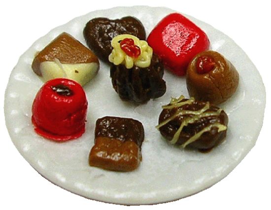 Dollhouse Fancy Chocolates on a Plate 1:12 Scale Miniature Dessert Food - MiniatureCrush