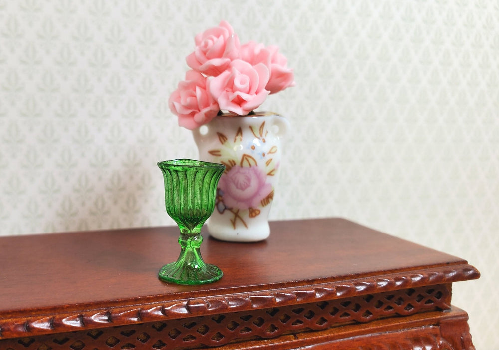 Dollhouse Fancy Medium Green Water or Wine Glass 1:12 Scale Miniature - MiniatureCrush
