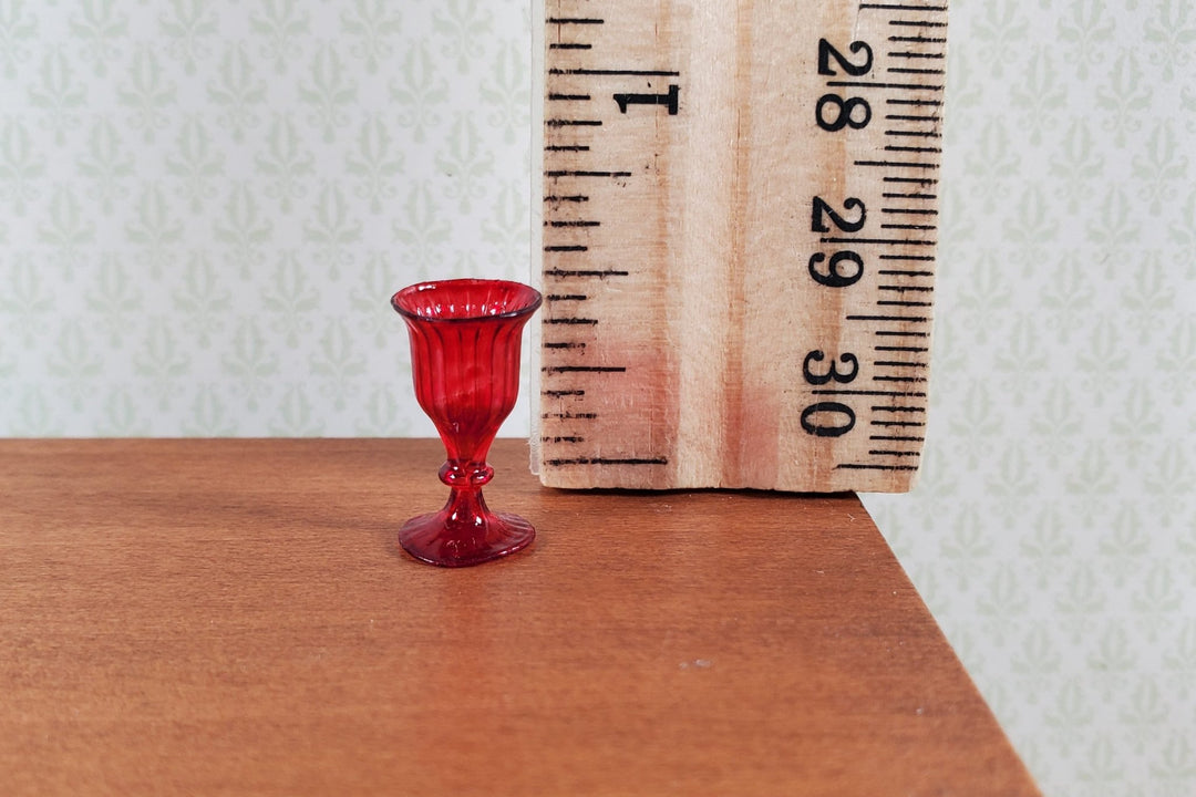 Dollhouse Fancy Red Water Goblet or Wine Glass 1:12 Scale Miniature - MiniatureCrush