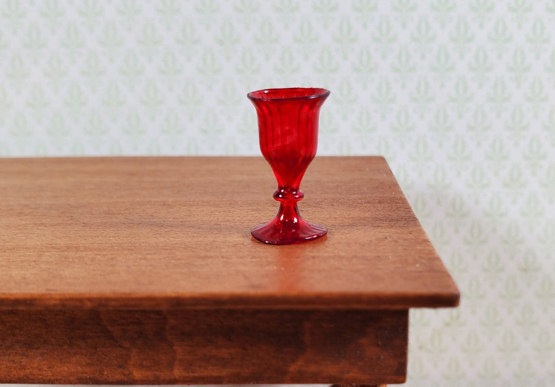 Dollhouse Fancy Red Water Goblet or Wine Glass 1:12 Scale Miniature - MiniatureCrush
