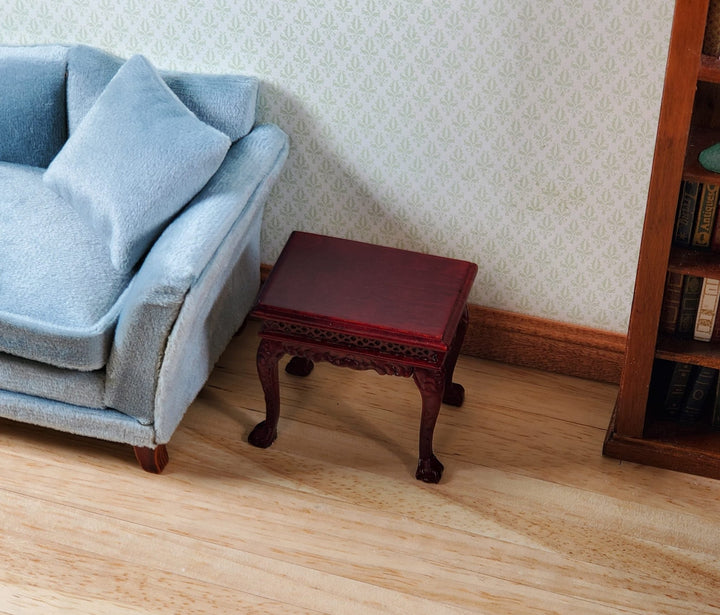Dollhouse Fancy Side Table Mahogany Finish 1:12 Scale by Hansson Miniatures - MiniatureCrush