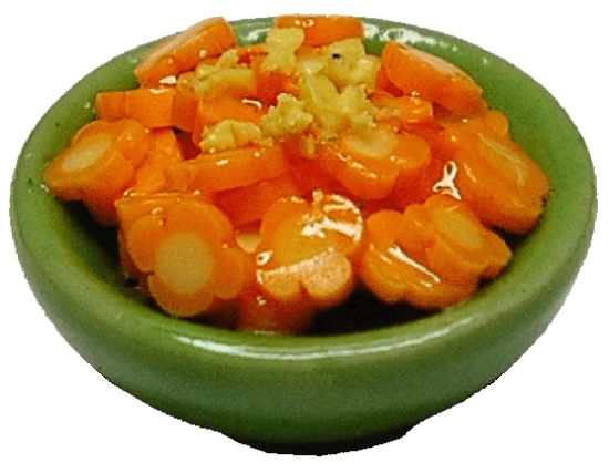 Dollhouse Fancy Sliced Carrots in a Green Bowl 1:12 Scale Miniatures Food - MiniatureCrush