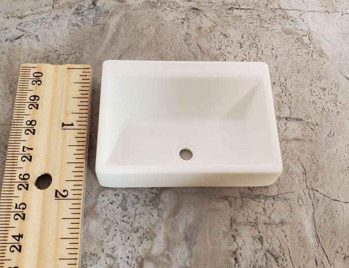 Dollhouse Farmhouse Sink Belfast Butler Style All White 1:12 Scale Miniature - Miniature Crush