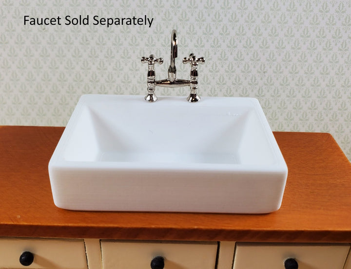 Dollhouse Farmhouse Sink Belfast Butler Style All White 1:12 Scale Miniature - Miniature Crush