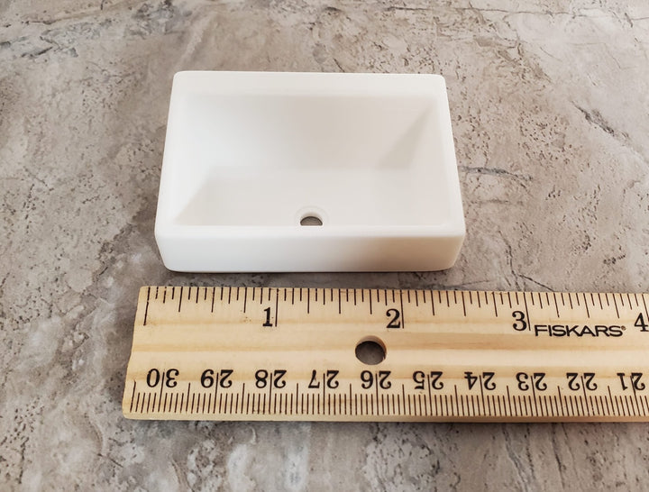 Dollhouse Farmhouse Sink Belfast Butler Style All White 1:12 Scale Miniature - Miniature Crush