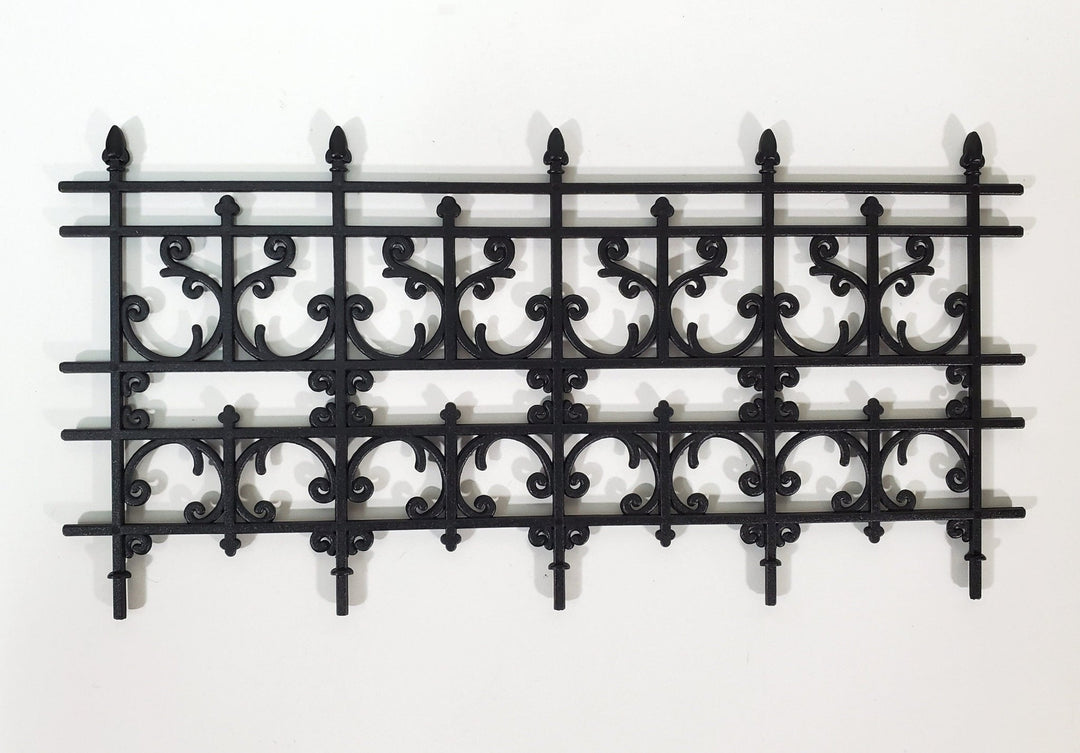 Dollhouse Fence Railing Black Victorian Georgian Style 1:12 Scale 3 5/8" Tall - Miniature Crush