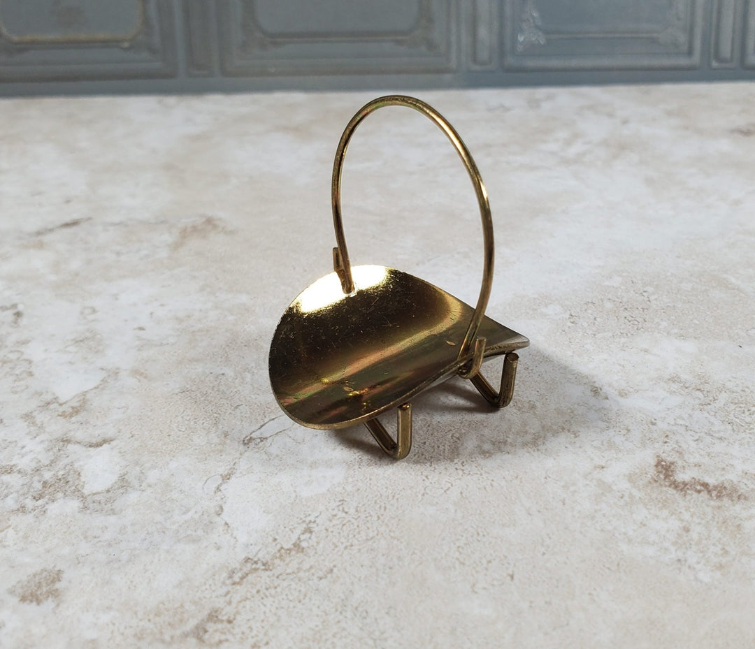 Dollhouse Fireplace Log Rack Holder with Handle Gold Metal 1:12 Scale Miniature - Miniature Crush