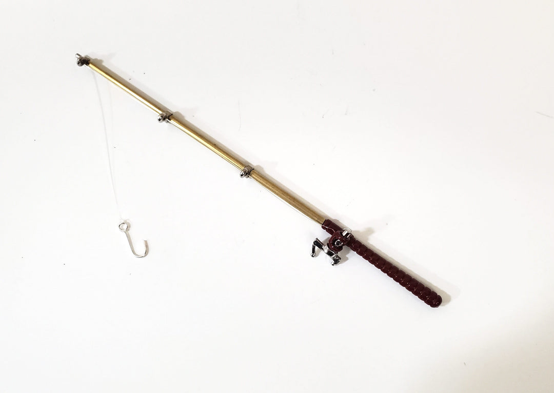 Dollhouse Fishing Rod & Reel Pole 5 1/8" Long 1:12 Scale Miniature Metal - MiniatureCrush