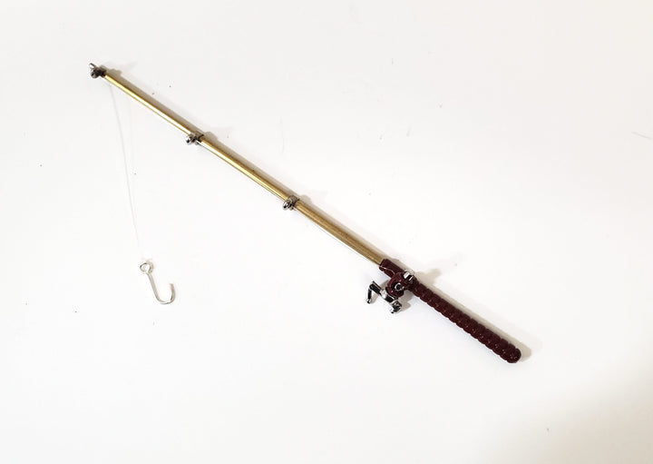 Dollhouse Fishing Rod & Reel Pole 5 1/8" Long 1:12 Scale Miniature Metal - MiniatureCrush