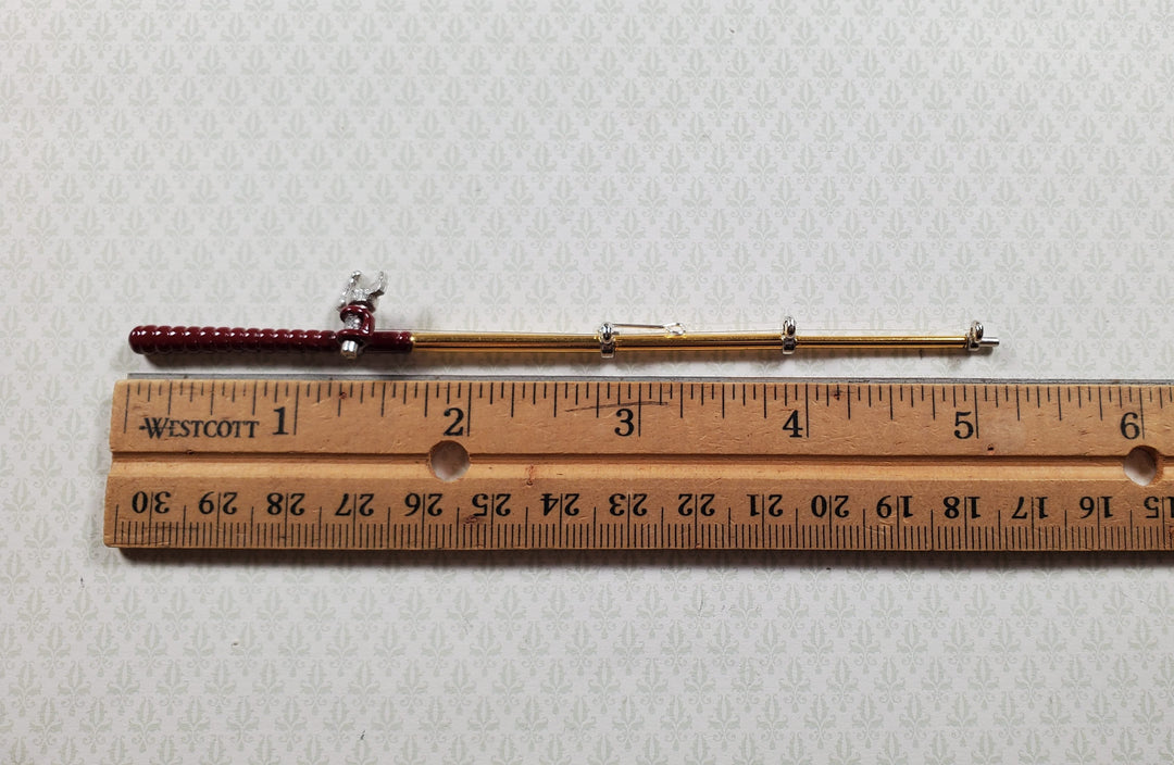 Dollhouse Fishing Rod & Reel Pole 5 1/8" Long 1:12 Scale Miniature Metal - MiniatureCrush