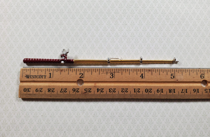 Dollhouse Fishing Rod & Reel Pole 5 1/8" Long 1:12 Scale Miniature Metal - MiniatureCrush