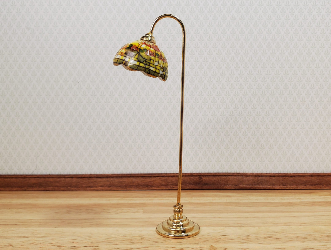 Dollhouse Floor Lamp Non-Working Stained Glass Style Reutter Porcelain 1:12 - MiniatureCrush