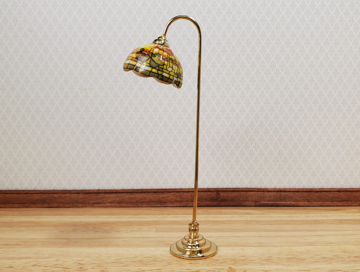 Dollhouse Floor Lamp Non-Working Stained Glass Style Reutter Porcelain 1:12 - MiniatureCrush