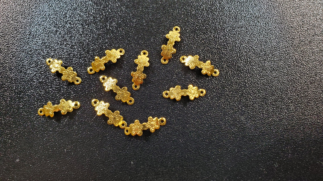 Dollhouse Flower Drawer Pulls Gold Brass 10 Pieces 1:12 Scale Miniature - MiniatureCrush