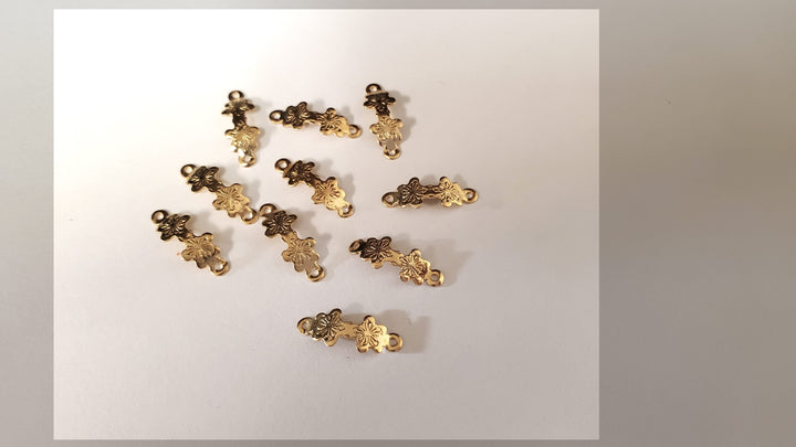 Dollhouse Flower Drawer Pulls Gold Brass 10 Pieces 1:12 Scale Miniature - MiniatureCrush