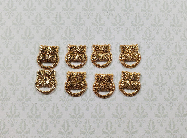 Dollhouse Flower Medallion Drawer Pulls Gold Brass 8 Pieces 1:12 Scale Miniature - MiniatureCrush