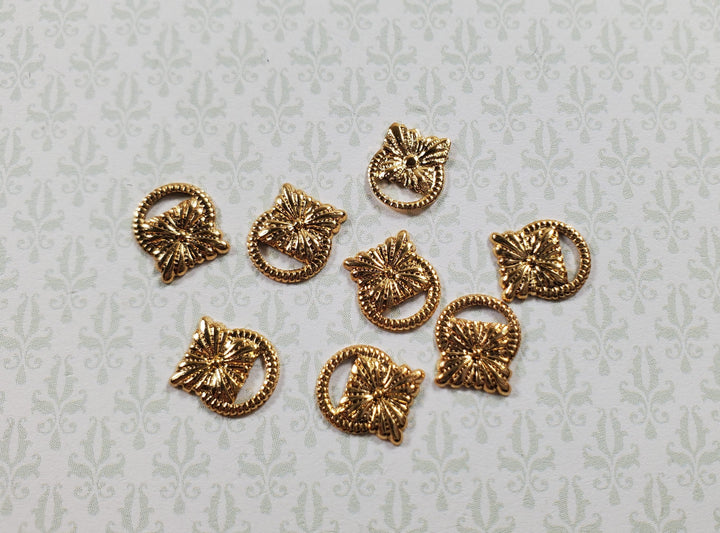 Dollhouse Flower Medallion Drawer Pulls Gold Brass 8 Pieces 1:12 Scale Miniature - MiniatureCrush