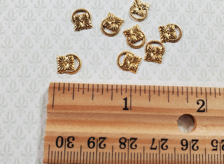 Dollhouse Flower Medallion Drawer Pulls Gold Brass 8 Pieces 1:12 Scale Miniature - MiniatureCrush