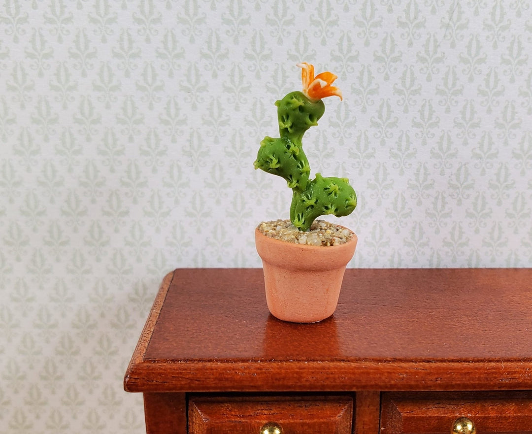 Dollhouse Flowering Cactus Plant in a Terra Cotta Pot 1:12 Scale Miniature - MiniatureCrush