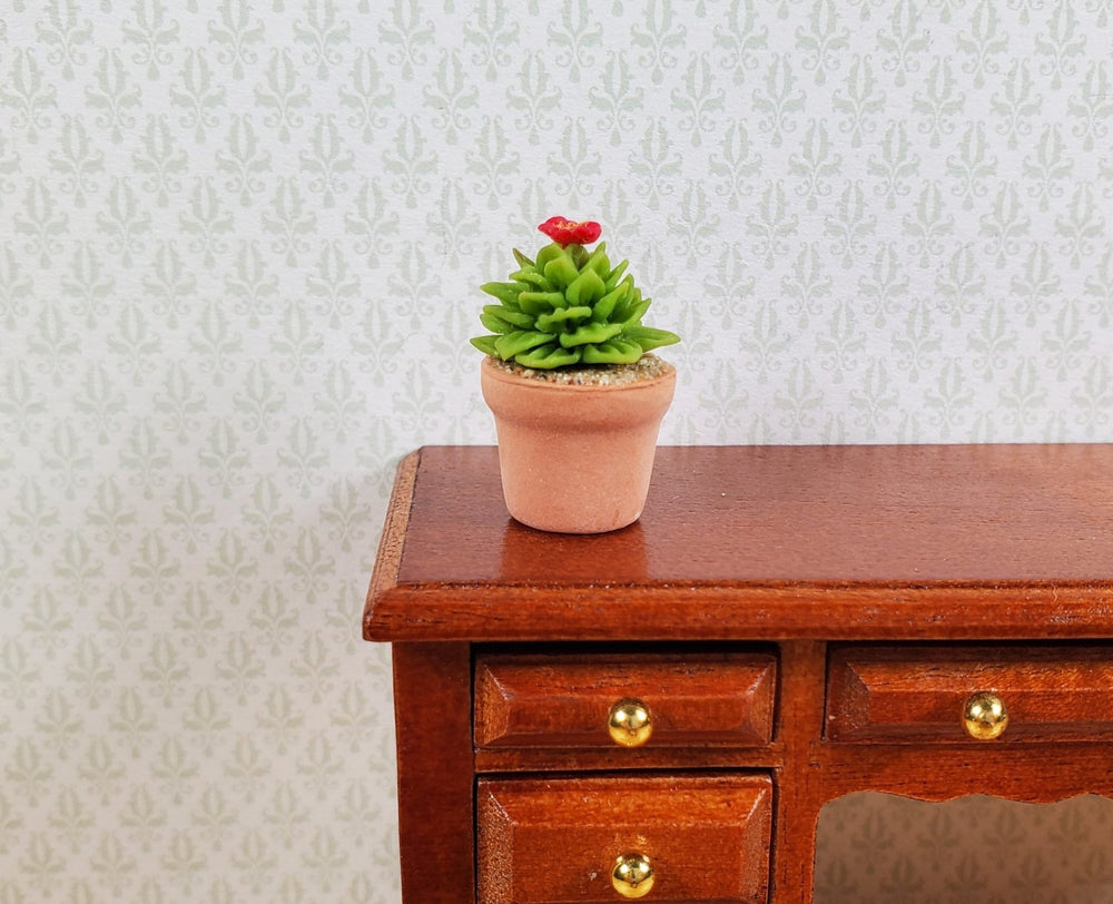 Dollhouse Flowering Cactus Plant in a Terra Cotta Pot 1:12 Scale Miniature - MiniatureCrush