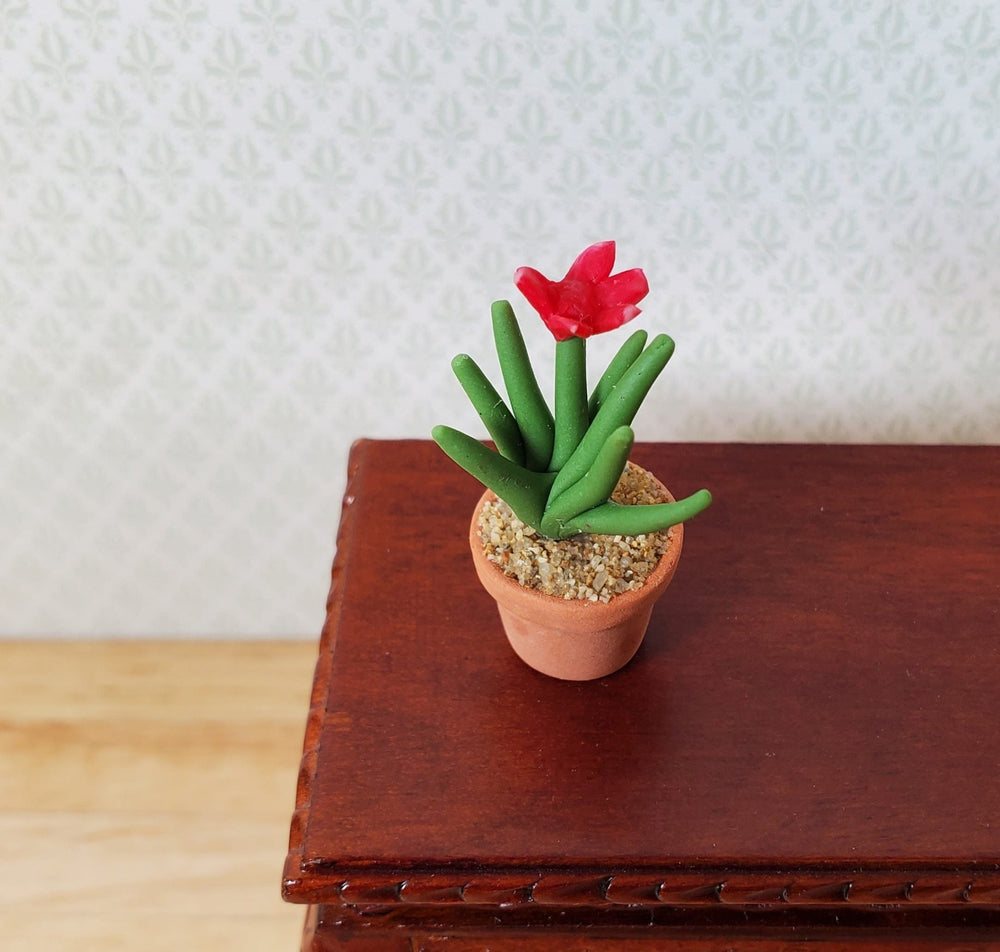Dollhouse Flowering Spiky Cactus Plant in a Terra Cotta Pot 1:12 Scale Miniature - MiniatureCrush