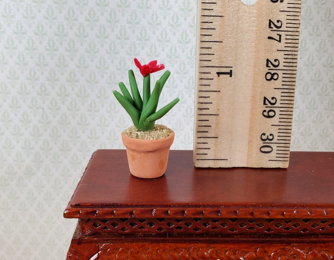 Dollhouse Flowering Spiky Cactus Plant in a Terra Cotta Pot 1:12 Scale Miniature - MiniatureCrush