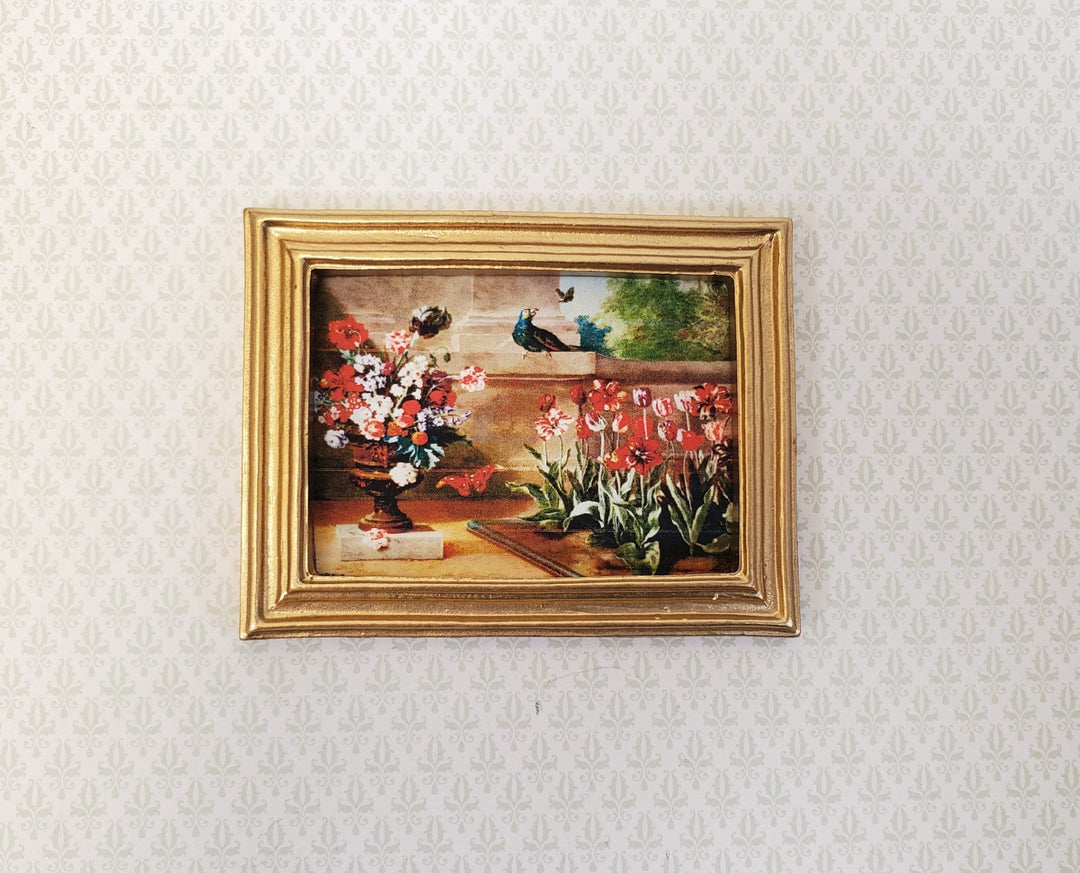 Dollhouse Framed Print Jean - Baptiste Oudry Flowerbed of Tulips 1:12 Scale Miniature - Miniature Crush