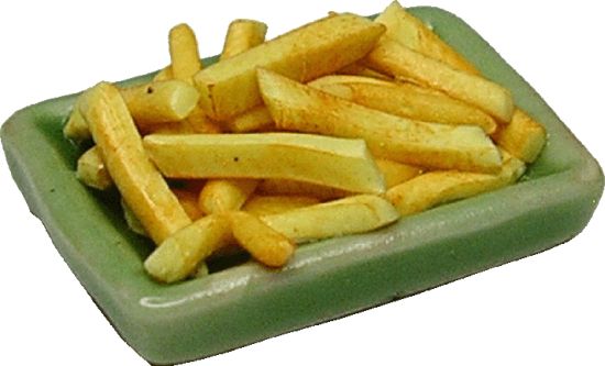 Dollhouse French Fries on a Tray 1:12 Scale Miniature Food Kitchen - MiniatureCrush