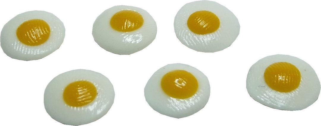 Dollhouse Fried Eggs Sunny Side Up 6 pieces 1:12 Scale Miniature Food - MiniatureCrush