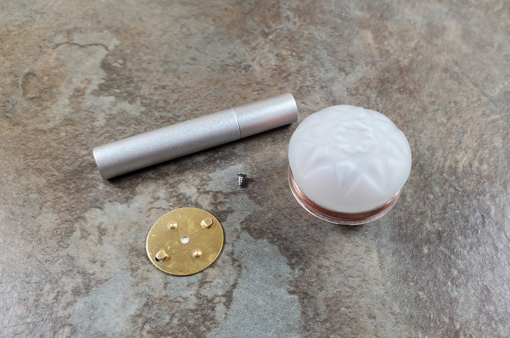 Dollhouse Frosted Ceiling Light Round Copper Wand Battery 1:12 Scale Miniature - MiniatureCrush