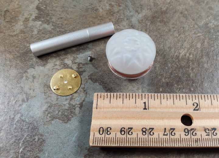 Dollhouse Frosted Ceiling Light Round Copper Wand Battery 1:12 Scale Miniature - MiniatureCrush