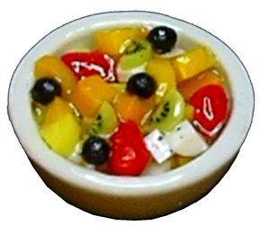 Dollhouse Fruit Salad in a White Round Bowl 1:12 Scale Miniature Food - MiniatureCrush