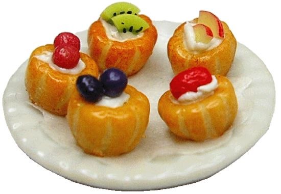 Dollhouse Fruit Tartelettes 1:12 Scale Miniature Dessert Food Kitchen Bakery - MiniatureCrush