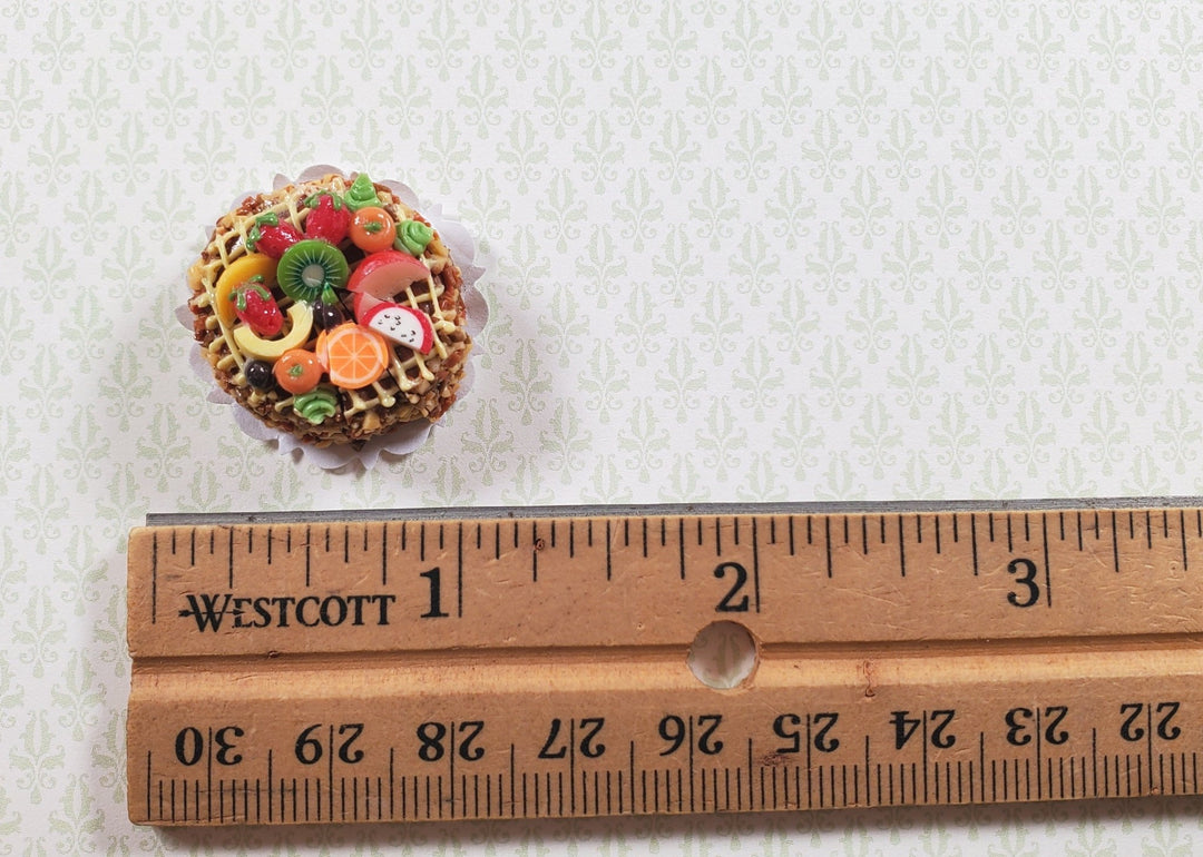 Dollhouse Fruit Topped Cake Sliced 1:12 Scale Miniature Dessert Food Bakery - MiniatureCrush