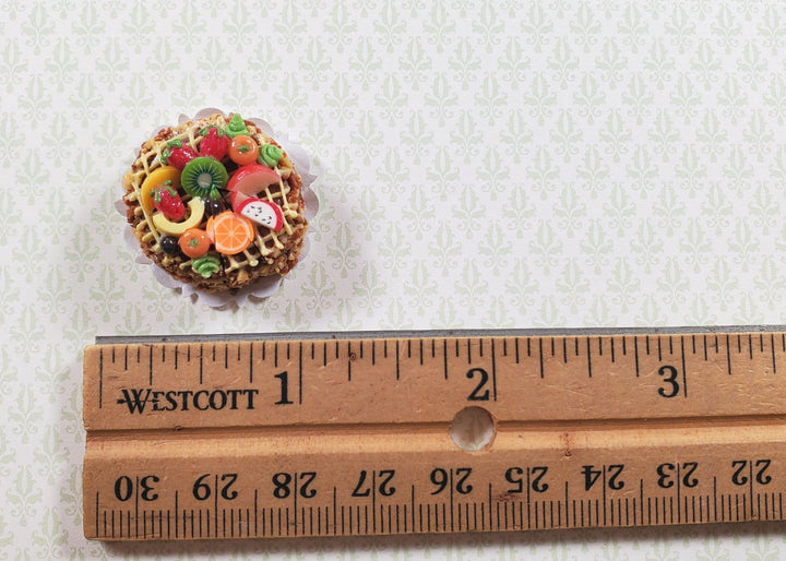 Dollhouse Fruit Topped Cake Sliced 1:12 Scale Miniature Dessert Food Bakery - MiniatureCrush