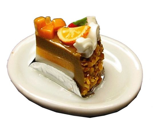 Dollhouse Fruit Topped Slice of Cake 1:12 Scale Miniature Food Dessert Bakery - MiniatureCrush