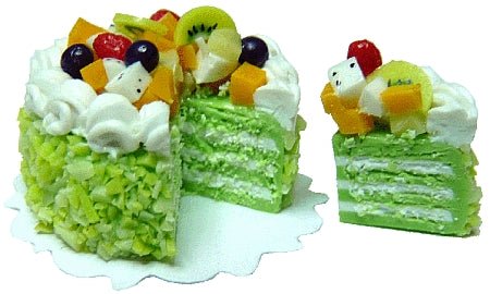 Dollhouse Fruit Topped Sliced Cake 1:12 Scale Miniature Dessert Food Bakery - MiniatureCrush