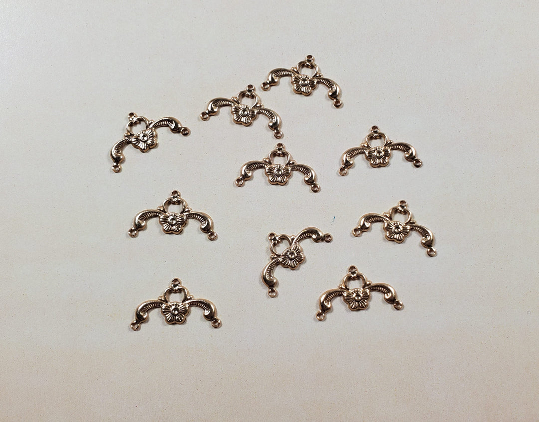 Dollhouse Furniture Applique Scroll Ornament Gold Brass Metal Findings 1:12 - MiniatureCrush